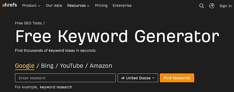 ahrefs free keyword generator