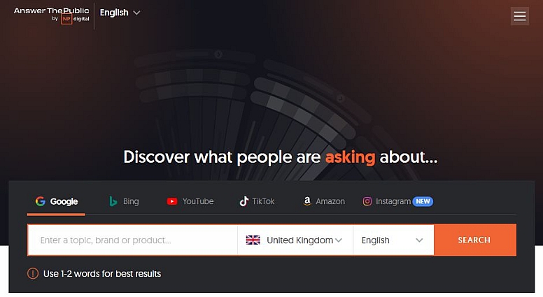 answerthepublic keyword tool