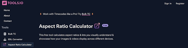avtoolsio aspect ratio calculator