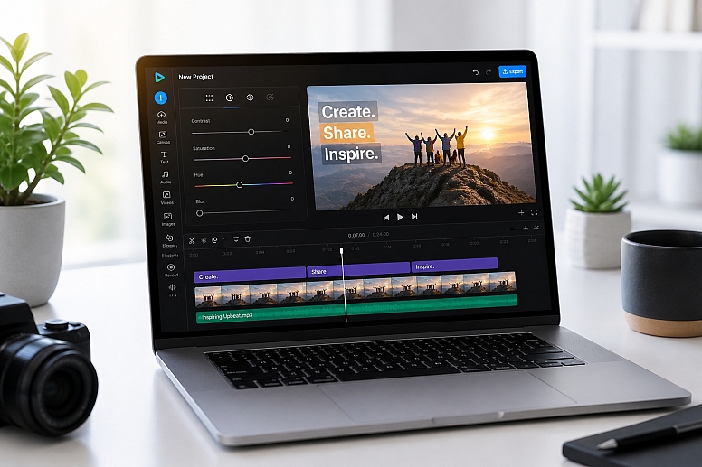 bright and modern video editing workspace