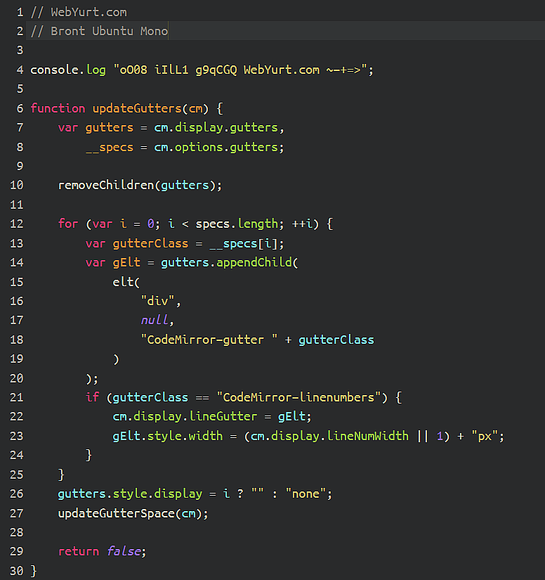 bront ubuntu mono font