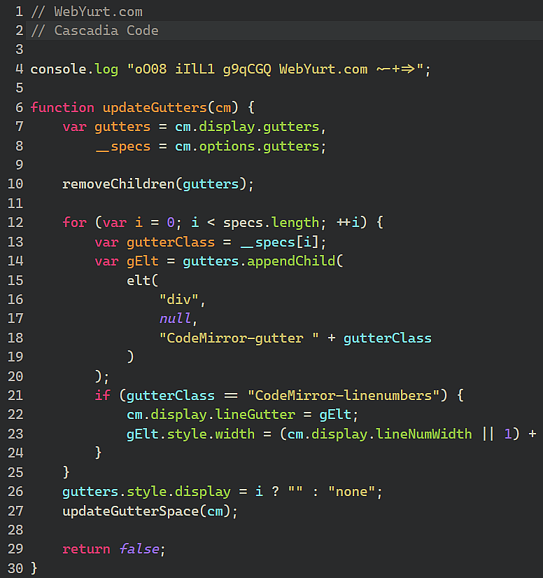 cascadia code font