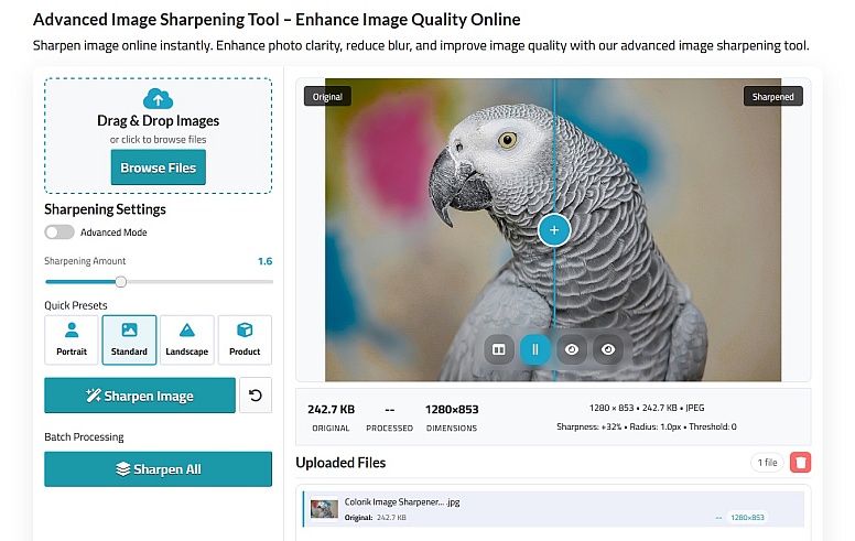 colorik image sharpener tool