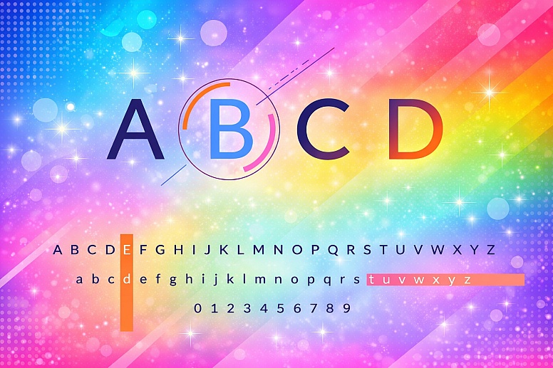 colourful alphabet with geometric design