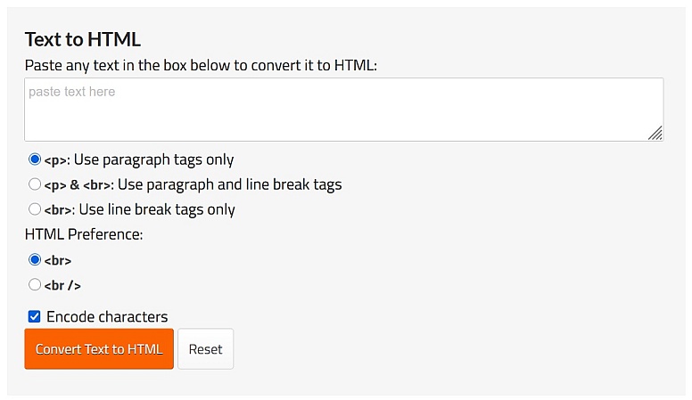 convert text to html code tool