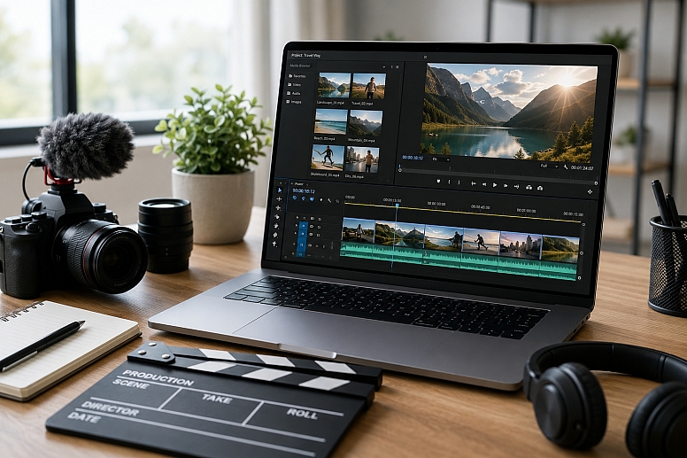 creative video editing workspace setup