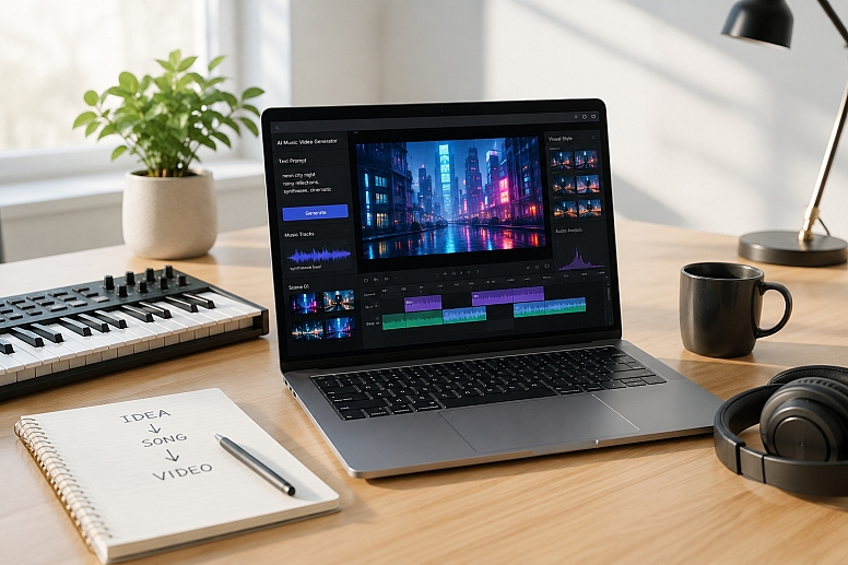 creative workspace with editing tools