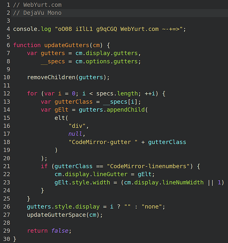 dejavu mono font