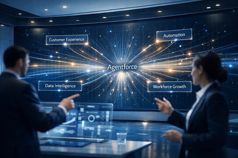 digital transformation in a futuristic office