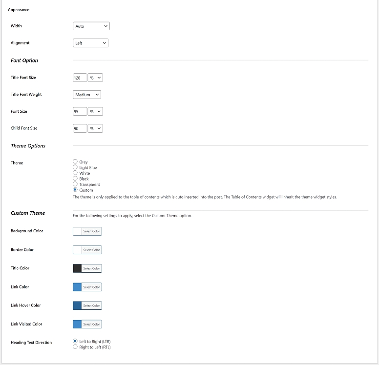 easy table of contents word press plugin