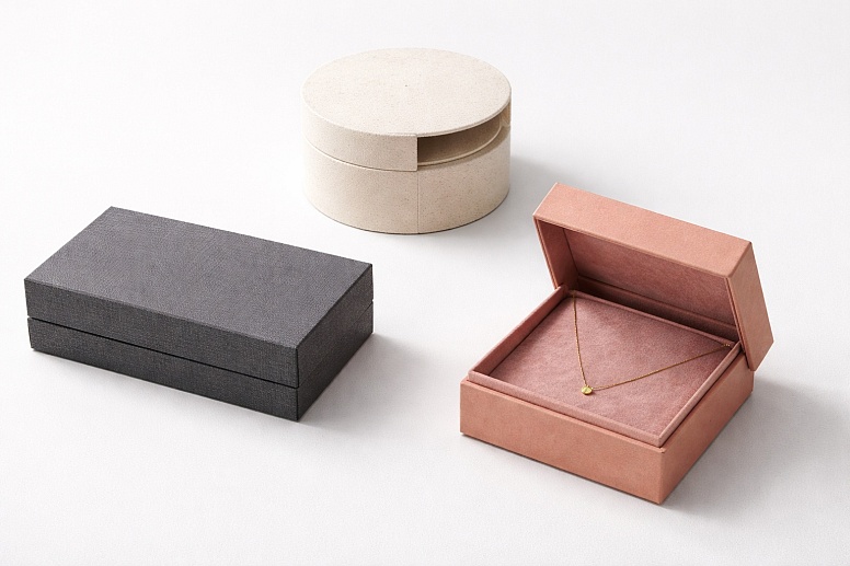 elegant jewelry boxes on a soft surface