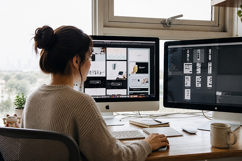 focused designer in a modern workspace