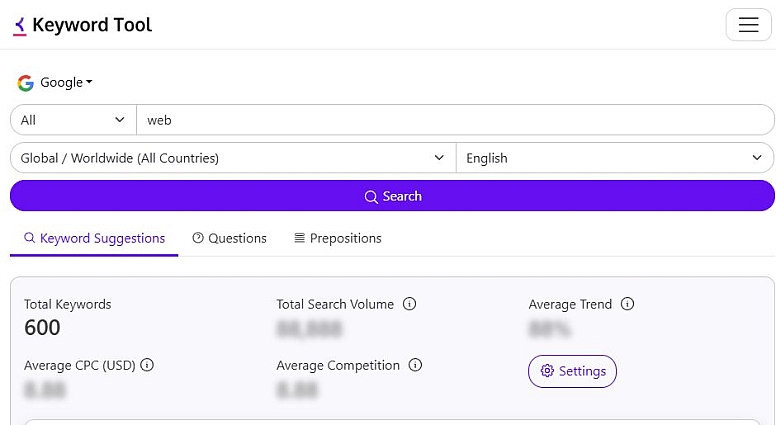 keywordtool keyword research