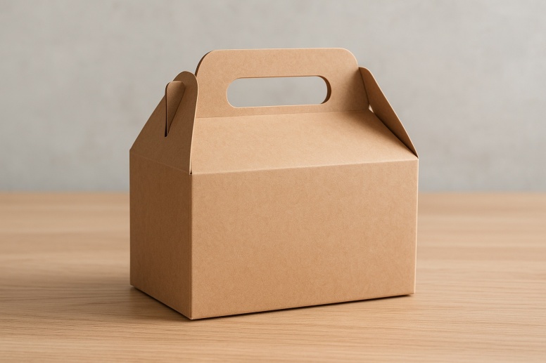 kraft paper gable box on wood