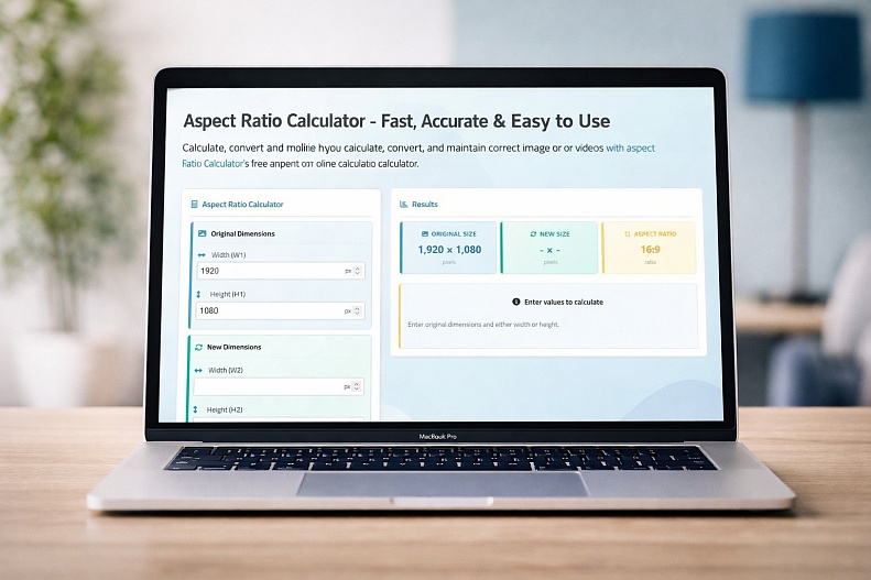 laptop on desk with calculator tool