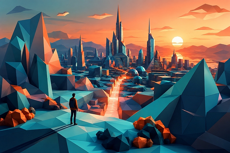 low poly composition colour lighting