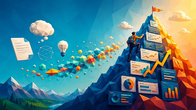 low poly data climb to achievement
