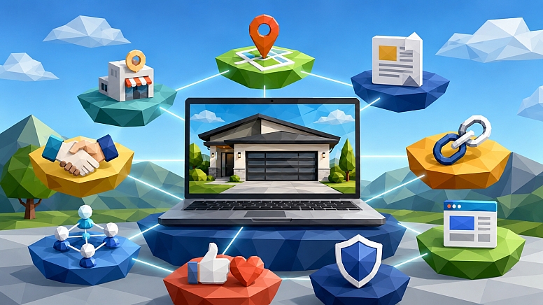 low poly laptop network ecosystem