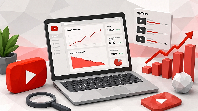 low poly video analytics workspace