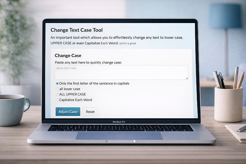 macbook pro with text case tool