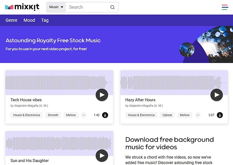 mixkit free stock music