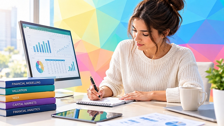 modern financial study workspace