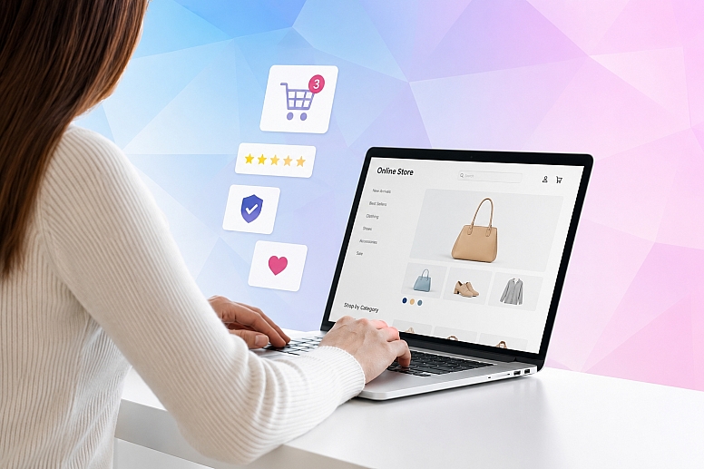 modern online shopping workspace
