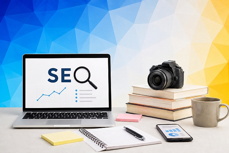 modern seo workspace with analytics tools