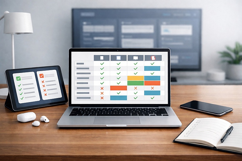 modern workspace with tech tools