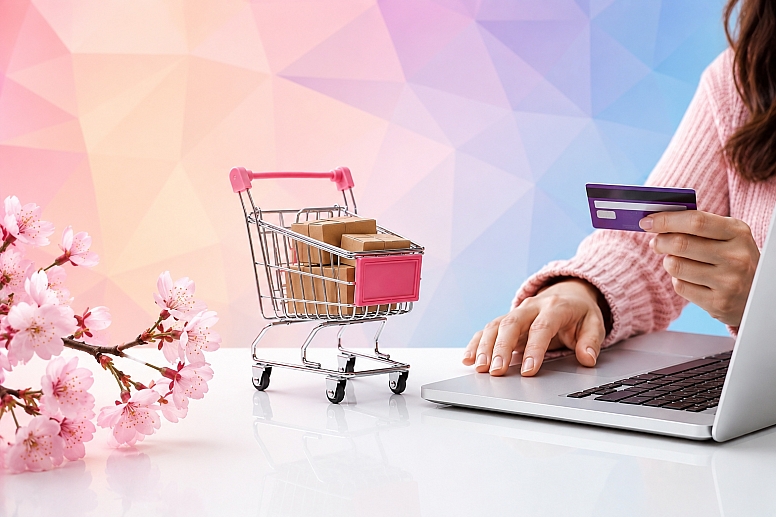 pastel online shopping still life