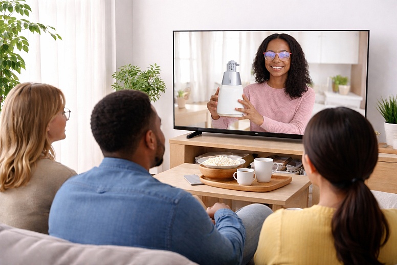 product demo in a bright living room