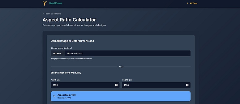 reddeer aspect ratio calculator
