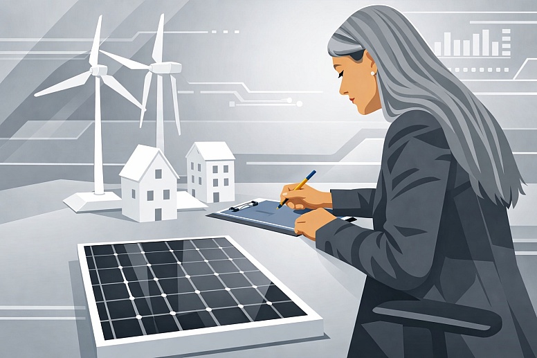 renewable energy in a modern workspace