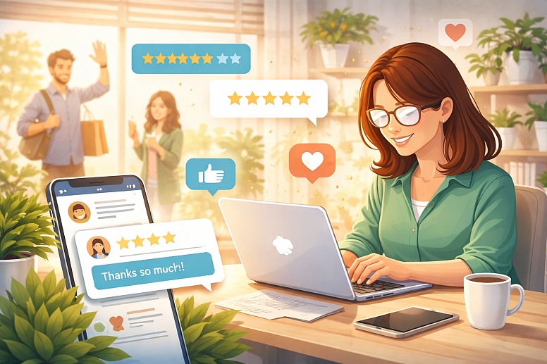 responding to positive feedback in a home office