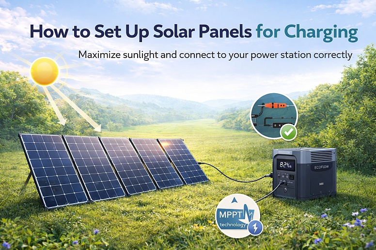 setting up solar panels for charging