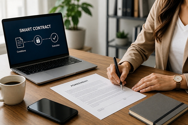 signing a smart contract agreement