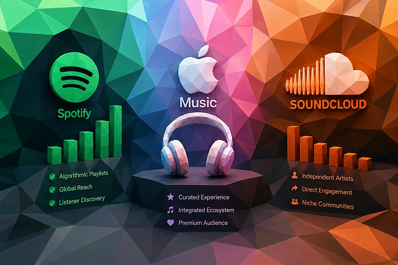 spotify apple music and soundcloud