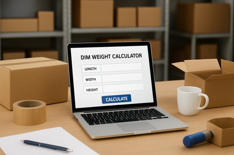 warehouse workspace with dim calculator
