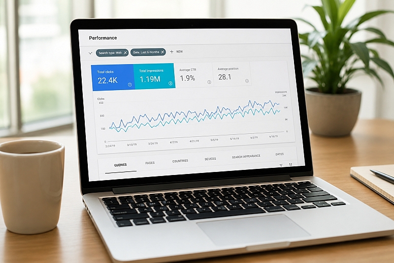 workspace with analytics dashboard